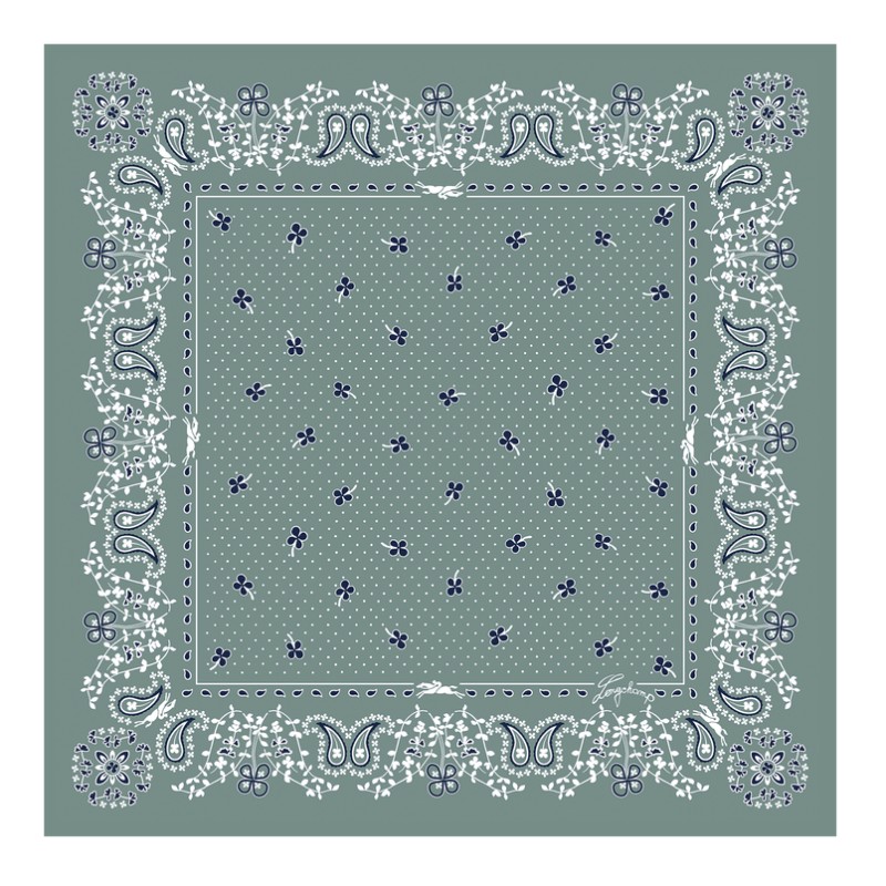 CARRÉ DE SOIE 50CM FRENCH BANDANA LONGCHAMP CÉLADON