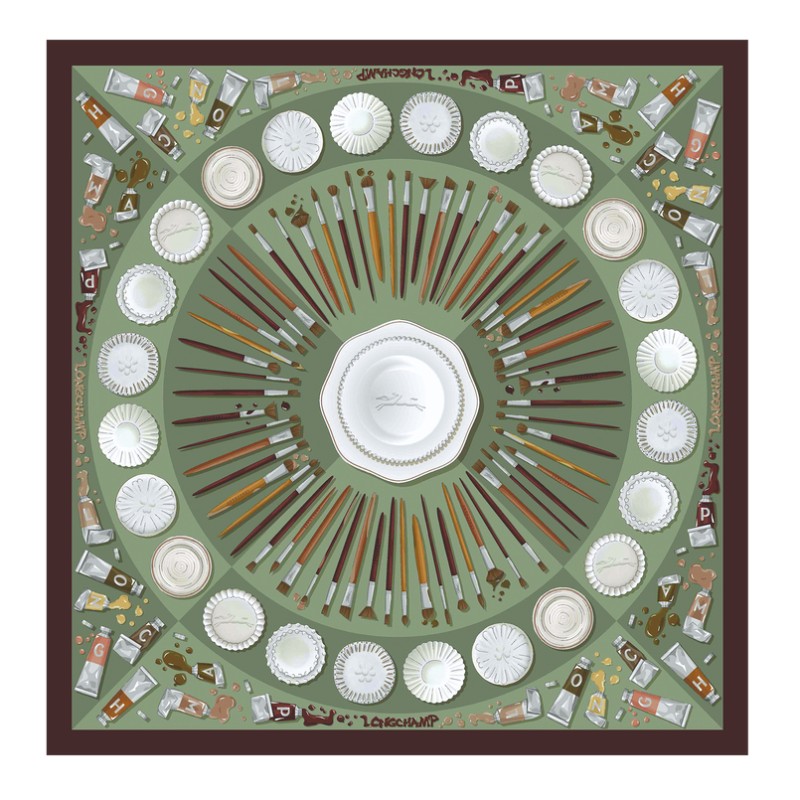 LONGCHAMP CARRÉ DE SOIE 70CM PALETTE D'ARTISTE ÉBÈNE