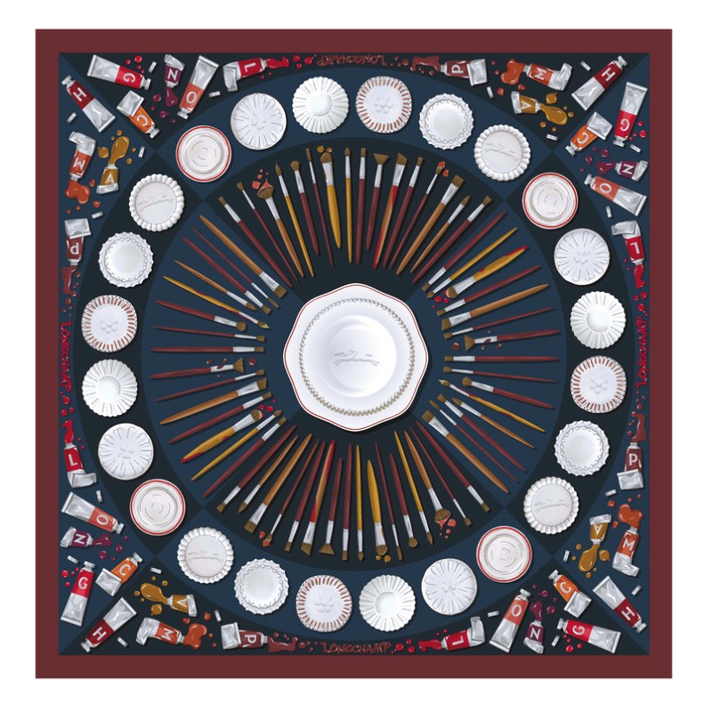 LONGCHAMP CARRÉ DE SOIE 70CM PALETTE D'ARTISTE GRENADE