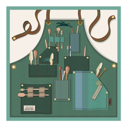 CARRÉ DE SOIE 50CM LONGCHAMP WORKER VERT ANGLAIS