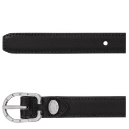 LONGCHAMP ARCHIVE CEINTURE FEMME NOIR BOUCLE ARGENTÉE