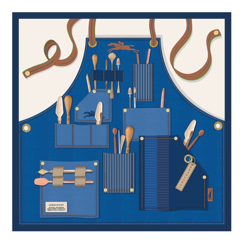 CARRÉ DE SOIE 50CM LONGCHAMP WORKER MARINE