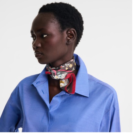 CARRÉ DE SOIE 50CM TOUR EQUESTRE LONGCHAMP MOKA