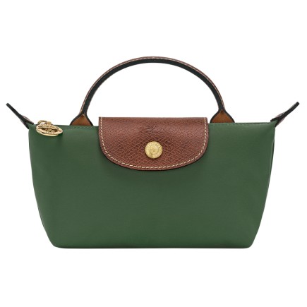 LONGCHAMP LE PLIAGE ORIGINAL TROUSSE COSMÉTIQUE AVEC POIGNÉE VERT ANGLAIS