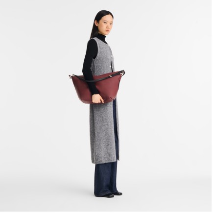 LONGCHAMP LE SLOUCHY CUIR SAC PORTÉ ÉPAULE M GRENADE
