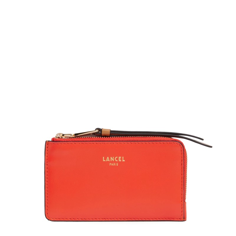 PORTE CARTES ZIPPÉ ORIGAMI DE LANCEL ORANGE VIF/CAMEL PORTE CARTES ZIPPÉ ORIGAMI DE LANCEL ORANGE VIF/CAMEL