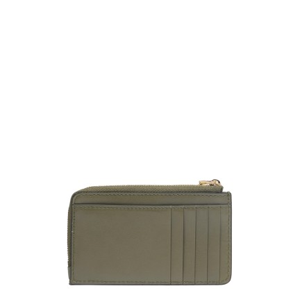 PORTE CARTES ZIPPÉ ORIGAMI DE LANCEL ORANGE KAKI FONCÉ