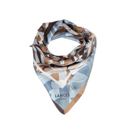 CARRÉ DE SOIE 70CM MOTIF PUZZLE LANCEL MULTI BLEU