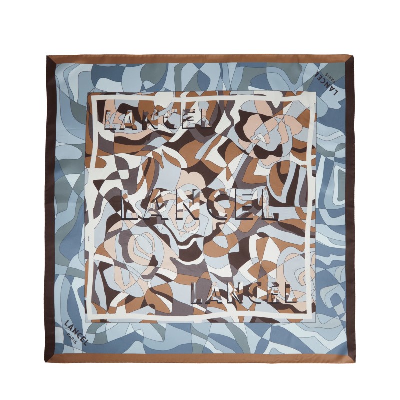 CARRÉ DE SOIE 70CM MOTIF PUZZLE LANCEL MULTI BLEU