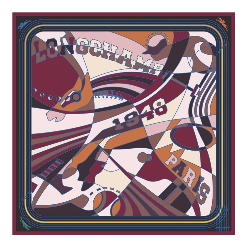 LONGCHAMP CARRÉ DE SOIE 90CM LONGCHAMP LEAGUE BORDEAUX