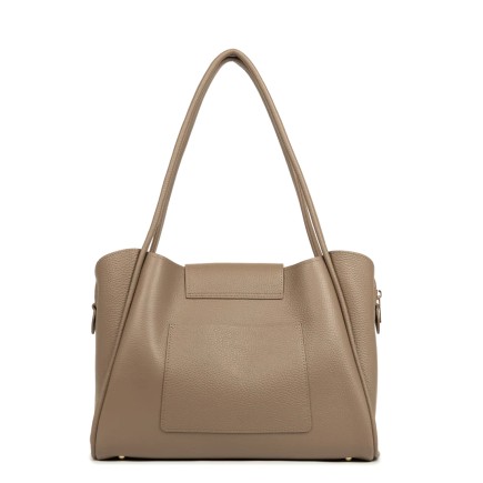 SAC CABAS ÉPAULE IDA DOUBLE TAUPE IN OR LANCASTER