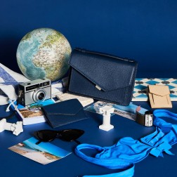 SAC TROTTEUR BLEU MER LANCASTER X ZOÉ EN CUIR DE VACHETTE RECYCLÉ