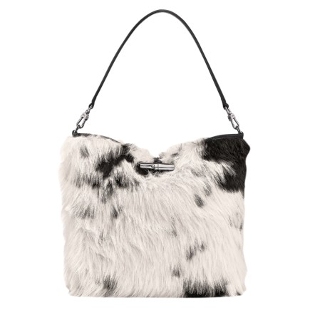 LONGCHAMP LE ROSEAU SHETLAND SAC PORTÉ ÉPAULE M NOIR/BLANC