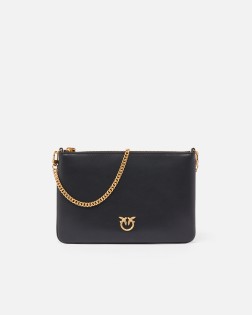 SAC À BANDOULIÈRE CLASSIC FLAT LOVE BAG SIMPLY NOIR/DORÉ PINKO