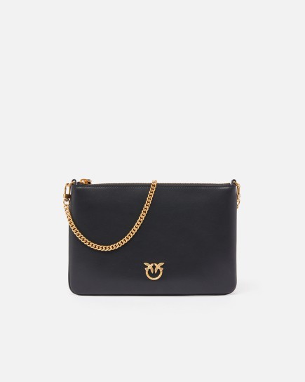 SAC À BANDOULIÈRE CLASSIC FLAT LOVE BAG SIMPLY NOIR/DORÉ PINKO