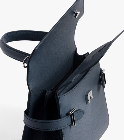 SAC À MAIN DOUBLE RABAT ÉMILIE BLEU CRÉPUSCULE LE TANNEUR