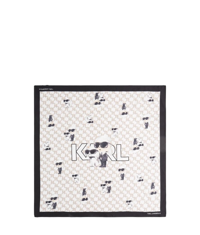 CARRÉ DE SOIE 60CM IKON BLANC KL CARRÉ DE SOIE 60CM IKON BLANC KL