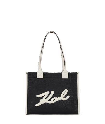 CABAS DE TAILLE MOYENNE K/SKUARE NOIR & BLANC KL