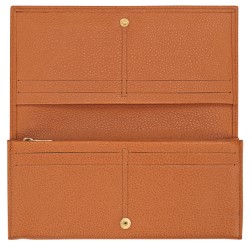 LONGCHAMP LE FOULONNÉ PORTEFEUILLE LONG À RABAT AMBRE