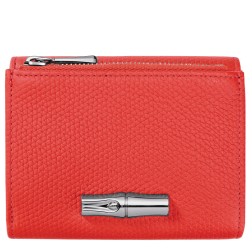 LONGCHAMP LE ROSEAU PORTEFEUILLE COMPACT VERMILLON