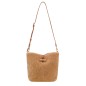 LONGCHAMP LE ROSEAU SHEARLING SAC BANDOULIÈRE CAMEL