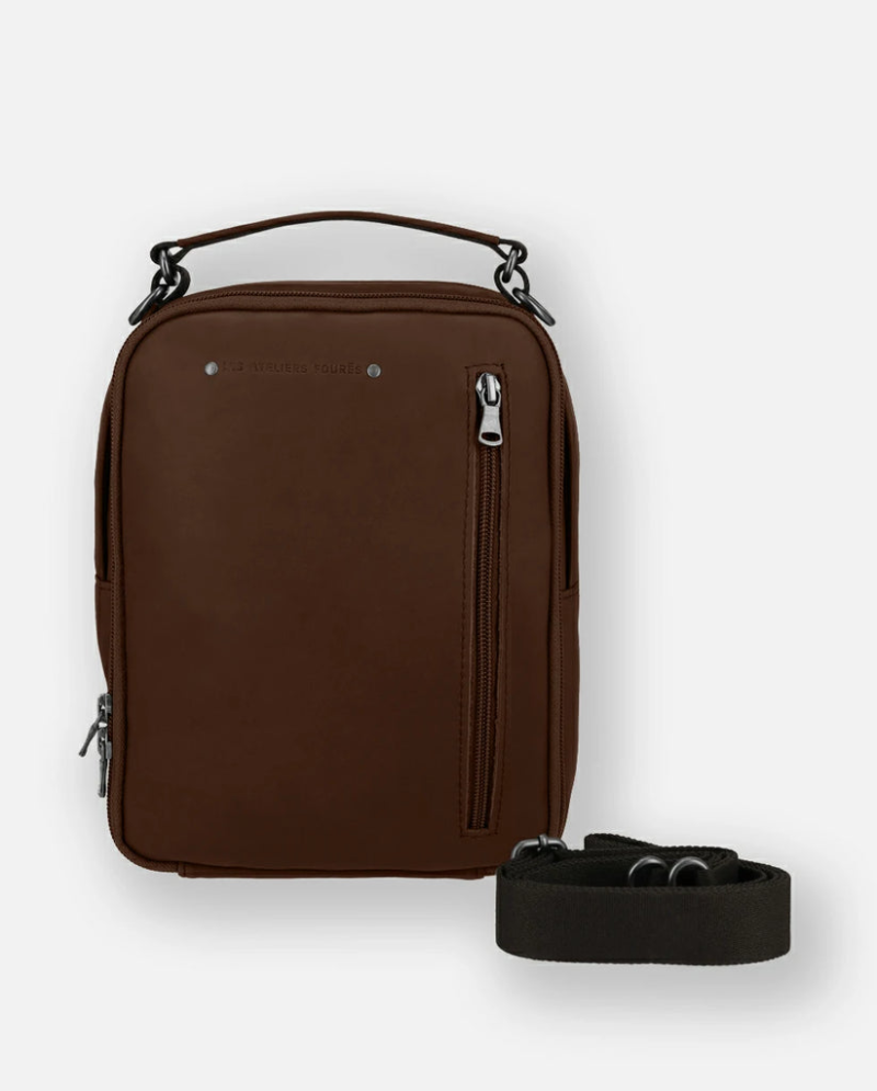 GRANDE SACOCHE AVEC POIGNÉE THÉSÉE BAROUDEUR COGNAC FOURÉS