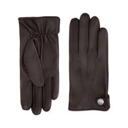 GANTS TACTILES CUIR PRESTIGE HOMME BRUN DOUBLURE EN SOIE GLOVE STORY
