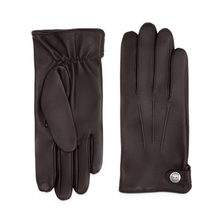 GANTS TACTILES CUIR PRESTIGE HOMME BRUN DOUBLURE EN SOIE GLOVE STORY