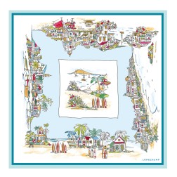 CARRÉ DE SOIE 70CM LONGCHAMP VIVEMENT L'ÉTÉ CIEL