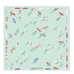 CARRÉ DE SOIE 50CM LONGCHAMP EN ATTENDANT LA VAGUE MENTHE