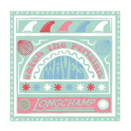 CARRÉ DE SOIE 50CM LONGCHAMP CATCH THE PARASIAN WAVES RAINBOW