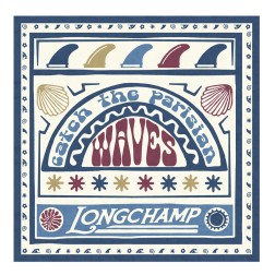 CARRÉ DE SOIE 50CM LONGCHAMP CATCH THE PARASIAN WAVES BORDEAUX