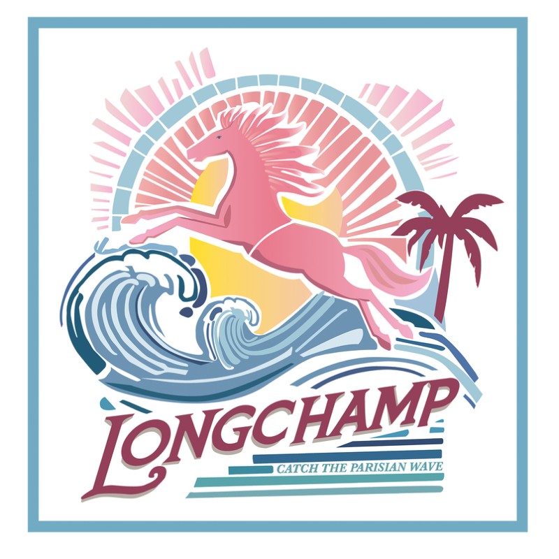 CARRÉ DE SOIE 70CM LONGCHAMP LA VAGUE DU STYLE RAINBOW