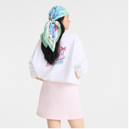 CARRÉ DE SOIE 90CM LONGCHAMP CAMAÏEU DE SURF RAINBOW