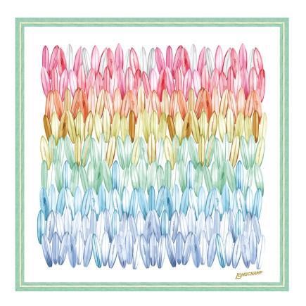 CARRÉ DE SOIE 90CM LONGCHAMP CAMAÏEU DE SURF RAINBOW