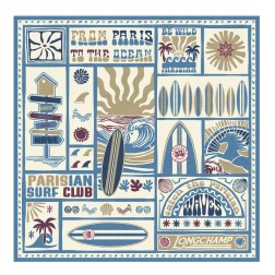 CARRÉ DE SOIE 90CM LONGCHAMP PARISIAN SURF CLUB ARDOISE