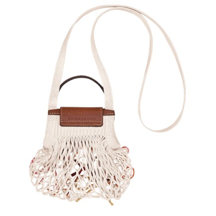 LONGCHAMP LE PLIAGE FILET RAPHIA SAC PORTÉ DE TRAVERS XS ÉCRU
