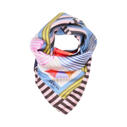 CARRÉ DE SOIE 90CM MOTIF LANCEL PLAGE MULTICOLORE