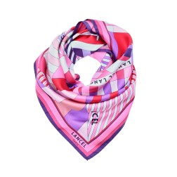 CARRÉ DE SOIE 90CM MOTIF PARASOL MULTI SORBET LANCEL