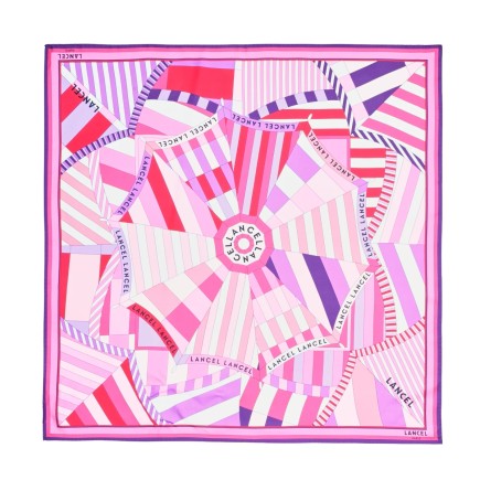 CARRÉ DE SOIE 90CM MOTIF PARASOL MULTI SORBET LANCEL