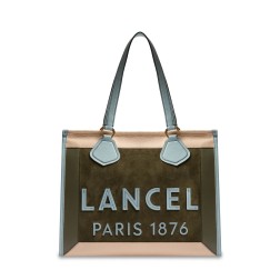 SAC CABAS ZIPPÉ L LANCEL TOTE MULTI KAKI FONCÉ