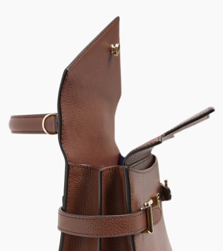 SAC À MAIN DOUBLE RABAT ÉMILIE MARRON ÉBÈNE LE TANNEUR