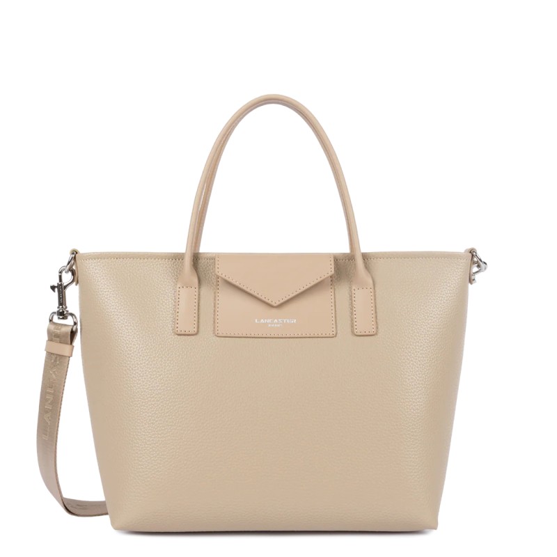 SAC CABAS MAIN MAYA DOUBLE KBA BEIGE FONCÉ LANCASTER