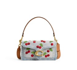 SAC ÉPAULE TABBY 26 AVEC BRODERIE CERISE DENIM COACH