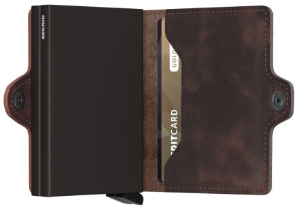 PORTE CARTES TWINWALLET VINTAGE CHOCOLAT SECRID