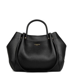 TRÉS GRAND SAC CABAS ÉPAULE FOULONNÉ DOUBLE LOUISA NOIR IN NUDE LANCASTER