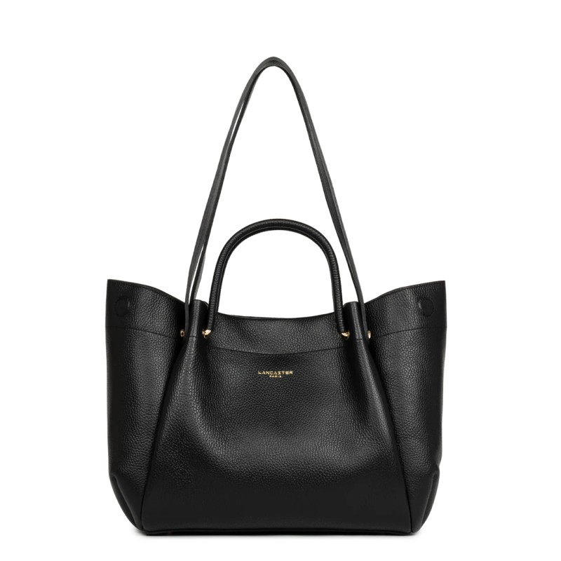 TRÉS GRAND SAC CABAS ÉPAULE FOULONNÉ DOUBLE LOUISA NOIR IN NUDE LANCASTER TRÉS GRAND SAC CABAS ÉPAULE FOULONNÉ DOUBLE LOUISA NOIR IN NUDE LANCASTER
