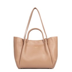 TRÉS GRAND SAC CABAS ÉPAULE FOULONNÉ DOUBLE LOUISA NATUREL IN BEIGE LANCASTER