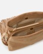 PETIT SAC À BANDOULIÈRE 3 COMPATIMENTS EN DAIN À FRANGES NATUREL PINKO