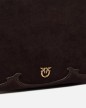 PETIT SAC À BANDOULIÈRE 3 COMPATIMENTS EN DAIN À FRANGES CHOCOLAT PINKO